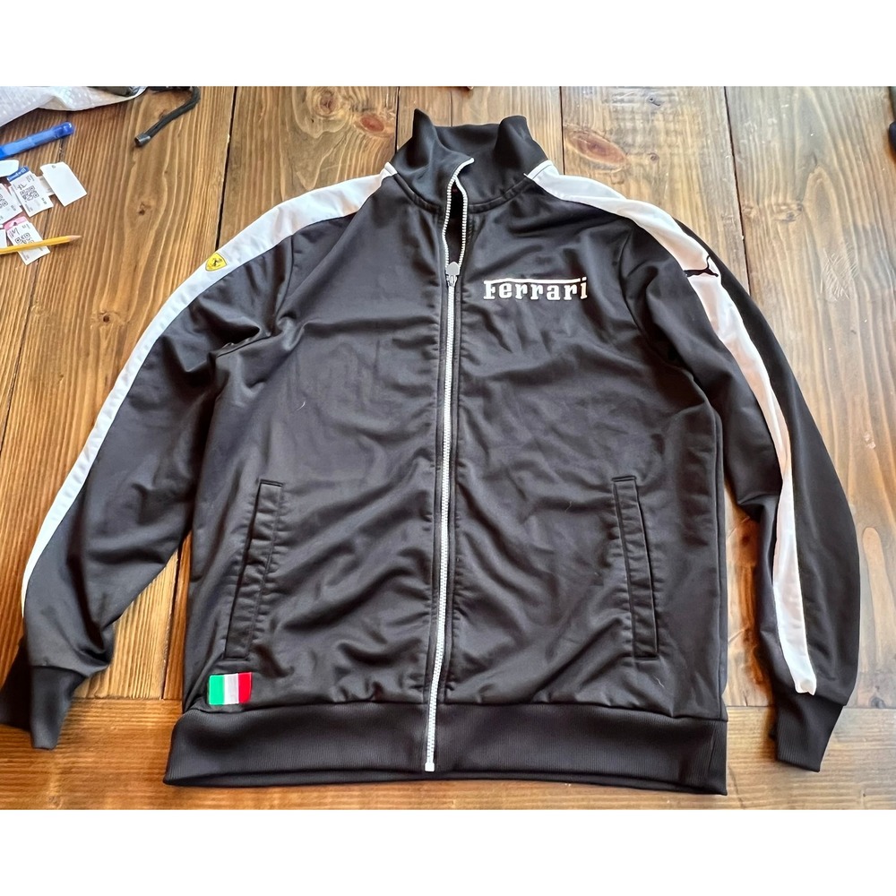 Puma Scuderia Ferrari Mens XL Track Jacket Black White Full Zip F1 Motorsport